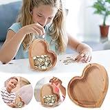 Generic Wooden Bank Heart Shaped Coin Bank Deoration Clear Money Box Frame Wood Toys Money Saving Bank for Mothers Day Birthday Gifts, 18x18cm/7.09x7.09inch, Brown