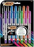 BIC Gel-ocity Smooth Stic Gel Pen, Medium Point (0.7mm), Assorted Colors, 14-Count, Vibrant and Smooth Gel Ink Pens