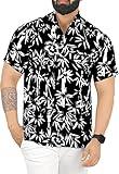 LA LEELA Men's Hawaii Shirt Button Down Aloha Small Leaves Black