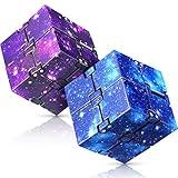 GUCABE Infinite Cubes for kidsand Adults. Cool Adult Toys Mini Gadgets Best for Relieving Stress or Anxiety and Killing Time Sensory Toys Unique BirthdayValentine’s DayGifts (Blue & Purple Galaxy, 2)