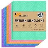 MoLKENE Swedish Dish Cloths - 10 Pack Reusable Kitchen Dishcloths - Ultra Absorbent Dish Towels for Washing Dishes - Cellulose Sponge Cloth Cleaning Rag - Assorted