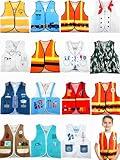 Puteraya 15 Pcs Kids Community Helper Dress Up Vest Career Cosplay Clothes Occupation Costumes for Toddlers Role Pretend Play