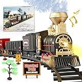 UNIH Train Set,Electric Train Toys with Steam Locomotive Engine,Cargo Car and Long Track, Model Train Set with Smokes,Lights & Sound, Toy Train Gifts for 3 4 5 6 7 8+ Year Old Kids Boys Girls