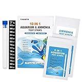 Aquarium Test Strips for Freshwater: 10 in 1 Aquarium Ammonia Test Strips for Fish Tank Ammonia Test Kit for Aquarium Pond - Testing Ammonia Nitrate Nitrite pH,etc