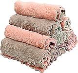 Microfiber Kitchen Washcloths, Super Absorbent Coral Velvet Dishtowels, Premium Table Cleaning Cloths, Non-Stick Oil Quick Dry Dish Towels, Soft Tea Towels, 10 Pack