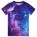 uideazone Graphic T-Shirts for Kids Boys Girls Size 13 3D Galaxy Pattern Tees Novelty Short Sleeve Youth T Shirts 13-14 Years