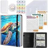 100 Envelopes Money Saving Challenge, A5 Budget Binder with Cash Envelopes & 3 Budgeting Planner Trackers to Save $5,050 Money ，Savings Challenge Book for Organizer, Sea Turtle