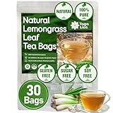 30 Lemongrass Tea Bags, 100% Natural & Pure Lemongrass leaves, Eco-Conscious Tea Bags, Lemongrass Herbal Tea. Lemongrass Leaf Tea. No Sugar, No Caffeine, No Gluten, Vegan.