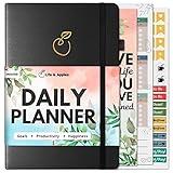 Life & Apples Growth Planner - Daily Planner for Productivity, Time Management and Goals - Undated 13 Weeks Goal Planner with Gratitude and Hourly Agenda (Black)