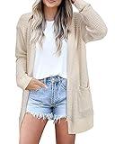 STYLEWORD Women's Summer Fashion 2024 Cardigan Sweaters Lightweight Open Front Beach Kimonos Knit Casual Long Beige Cream Cardigans Outfits Clothes with Pockets (Apricot-L)