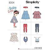 Simplicity US8304A Baby Gear Toddler's Leggings, Dress, Bibs, and Headband Sewing Patterns, Sizes XXS-L