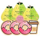 SpaLife Donut Let Me Go Duo Facial Masks - Pack of 6 - Skincare Gift Set for Valentine's Day - Radiant Caffeine and Soothing Vanilla - Beauty Moisture Hydration Face Mask for Men and Women