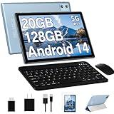 DEERTiME Android 14 Tablet 10.1 Inch Tablets, 20GB RAM 128GB ROM 1TB Expand Octa-Core Tablet 2024 Newest with Keyboard Mouse, 1280x800 IPS HD Touchscreen, Bluetooth GPS WI-FI (Blue)