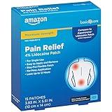 Amazon Basic Care Maximum Strength OTC Pain Relief , 4% Lidocaine Patch, 3.9” x 5.5”, 15-Count Box (Previously HealthWise)