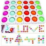 24 Pcs Fidget Blocks, Push Silicone Popper Fidget Sensory Toy, Infinity DIY Pop Building Blocks, Great Tool for Classroom (White)