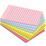 Lined Sticky Notes, 8 Pads, 4x6 inches Bright Sticky Note Pads with Lines, Colorful Self-Stick Note Pads, Perfect for Office Home School Desk Accessories, 35 Sheets/pad - Vibrant Colors