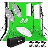 Kshioe Photo Lighting Kit, 2M x 3M/6.6ft x 9.8ft Background Support System and 900W 6400K Umbrellas Softbox Continuous Lighting Kit for Photo Studio Product,Portrait and Video Shoot Photography