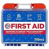 Be Smart Get Prepared 110 pc First Aid Kit: Clean, Treat, Protect Minor Cuts, Home, Office, Car, School, Business, Travel, Emergency, Outdoor, Camping & Sports, FSA/HSA (Packaging may vary)