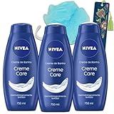 Nivea Creme Care Body Wash Pack - Nivea Body Wash Bundle Includes 3 Nivea Body Wash Creme Care 25oz Plus Loofah | Nivea Body Wash for Women