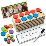 SYNARRY Wooden Ten-Frame Set Math Manipulatives for Kindergarten Elementary 1st 2nd Grade Homeschooling, Addition and Subtraction Montessori Math Games for Chirldren, Counters Toys for Kids Ages 3-8