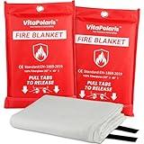 VitaPolaris Heavy-Duty Emergency Fire Blanket for Home and Kitchen- 2 Pack - 40” x 40” fire Extinguisher Blanket, Class K Fire Blanket for Kitchen,Fiberglass Fire Blanket for Home