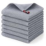 Mordimy Cotton Kitchen Dish Cloths, 6 Pack Super Absorbent and No Lint Waffle Weave Dish Towels, Fast Drying Dish Rags for Washing Dishes, 12 x 12 Inch, Grey