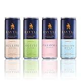 SAVYLL Non-Alcoholic Variety Pack Mocktails: Bellini/Mojito/Paloma/Moscow Mule 4-Pack (8.45 fl oz cans)