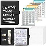 Antner 52 Week Money Saving Challenge Binder with Cash Envelopes, A5 Budget Planner Savings Challenges Book with 4 Savings Challenges Tracker to Save $5,200 and $2,600 and $10,000 and DIY, Black