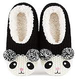 The Metluks Cute Animal House Slippers for Women Indoor, Warm Fuzzy Slipper Socks with Grippers Non slip, Cozy Funny Christmas Gifts Panda Bear Adult Size 7-8