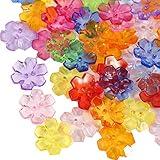 BaoQiu 80 Pcs Plastic Buttons Assorted Colors 7/8 Inch 22.5mm Resin Buttons for Arts & Crafts Decoration Collections Two Holes Sewing Craft Buttons Favorite Findings Basic Buttons (Flower Two Holes)