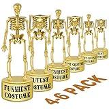 ORIENTAL CHERRY Halloween Party Supplies - Golden Best Costume Skeleton Trophies for Kids Adults Contest Awards Prizes - 4 Pack