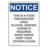 ComplianceSigns.com Vertical Notice This is A Food Preparation Area OSHA Safety Sign, 10x7 inch Plastic for Safe Food Handling