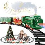 Train Set, Electric Train Sets for Boys Toddlers, Toy Train with Steam Locomotive, Santa Claus and Train Carriages, Tracks, Smokes, Lights and Music, Chrismas Train for Kids 3 4 5 6 7 8 Years Old