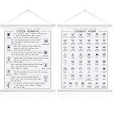 Gersoniel 2 Pieces Laundry Room Decor Laundry Symbols Wall Art Laundry Hanging Symbols Guide Wall Decor Stain Removal Theme Sign Laundry Care Laundry Room Art Ready to Hang Sign, 11.8 x 15.7 Inches