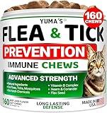 Flea Treatment for Cats - Flea and Tick Prevention for Cats - 160 Treats - Natural Cat Flea and Tick Treatment Pills - Soft Oral Cat Flea Treatment for Kittens - All Breeds & Ages - Made in USA