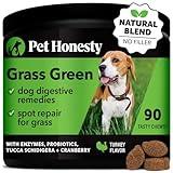 Pet Honesty Grass Green - Pee Grass Spot Saver Caused by Dog Urine, Gut Health Probiotics, Dog Urine Neutralizer for Lawn, Grass Burn Spot Chews, Cranberry, Apple Cider Vinegar, Dog Rock (Turkey 90ct)