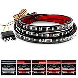 Nilight 60" Truck Tailgate Light Bar 108 LED Single Row Light Strip with Red Running Brake Lights Turn Signal White Reverse Light, 2 Years Warranty