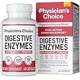 Physician's CHOICE Digestive Enzymes - Multi Enzymes, Organic Prebiotics & Probiotics for Digestive Health & Gut Health - Meal Time Discomfort Relief & Bloating - Dual Action Approach - 60 CT