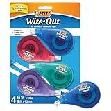 BIC White-Out Brand EZ Correct Correction Tape, 39.3 Feet, 4-Count Pack of white Correction Tape, Fast, Clean and Easy to Use Tear-Resistant Tape