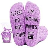 HAPPYPOP Movie Gifts for Movie Lovers - Movie Buff Movie Themed Gifts, Movie Night Popcorn Film Socks for Women