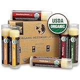 USDA Organic Lip Balm 6-Pack by Earth's Daughter - Fruit Flavors, Beeswax, Coconut Oil, Vitamin E - Best Lip Repair Chapstick for Dry Cracked Lips - Moisturizing Lip Care