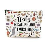 DJHUNG Italy Travel Gift Cosmetic Bag Italy Lover Gifts Makeup Bag Italy Themed Gifts for Italy Traveller Women Friends Sister Birthday Christmas Italian Bachelorette Party Favors Girls Trip Gifts