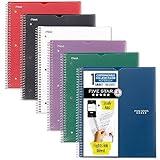 Five Star Spiral Notebooks + Study App, 6 Pack, 1 Subject, College Ruled, 8-1/2" x 11", 100 Sheets, Customizable Cover, Fire Red, Forest Green, Pacific Blue, Amethyst Purple, White, Black (820045-ECM)