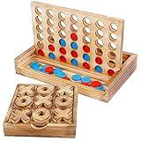 Glintoper Tic Tac Toe & 4 in a Row Table Games Set - Rustic Decor Wood Strategy Board Games for Families