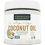 Viva Naturals Organic Coconut Oil - Unrefined, Cold-Pressed Extra Virgin Coconut Oil, USDA Organic and Non-GMO Cooking Oil, Great as Hair Oil and Skin Oil, 16 fl oz