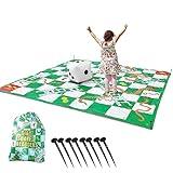 Upper Midland Products Giant Snakes & Ladders Game 9.8 x Foot Life Size Playing Mat with 8 Ground Pegs A Large Inflatable 15'' Dice, Storage Carrying Bag - Yard Games for The Whole Family