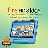 Amazon Fire HD 8 Kids tablet, ages 3-7. Top-selling 8" kids tablet on Amazon - 2022. Ad-free content with parental controls included, 13-hr battery, 64 GB, Blue