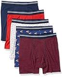 Amazon Essentials Men's Tag-Free Boxer Briefs Underwear, Pack of 5, Anchor/Dog Print/Mini Stripe, Large