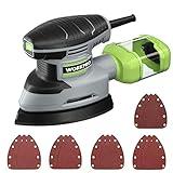 WORKPRO Detail Sander, 13,000 OPM Compact Electric Sander with Dust Collector, 1.6Amp Power Sander with 15PCS Sanderpapers for Tight Spaces Woodworking