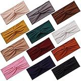 Panleding 12 Pcs Stretchy Headbands for Women, Absorbed Sport Headband Soft Twist Knotted Headbands for Daily Life Yoga Workout